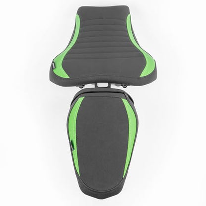 Motorcycle Driver Rider Rear Passenger Seat fit for Z900 Z 900 2017 2018 2019 2020 2021 2022 2023 2024 Pressure Relief Soft Pillion Saddle Cushion Pad, Green - color: Front & Rear - Green
