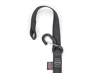PowerTye 1.5in x 6.5ft Ergonomic Locking Ratchet Soft-Tye Straps with Heavy-Duty Latch Hooks - Made in USA - 1,000 lb. Working Load Limit / 3,000 lb. Breaking Strength - Blue/Black (Pair) - color: Blue
