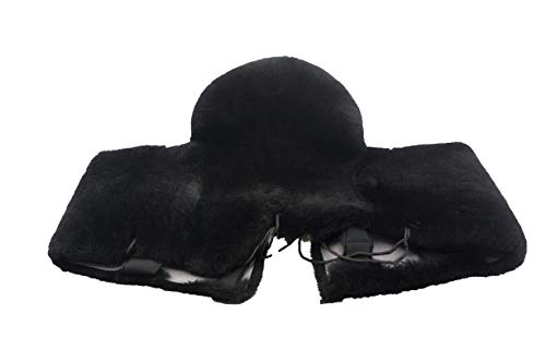 Full Genuine Merino Sheepskin Western Saddle Seat Saver with Extra Long Flap - color: black