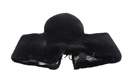 Full Genuine Merino Sheepskin Western Saddle Seat Saver with Extra Long Flap - color: black