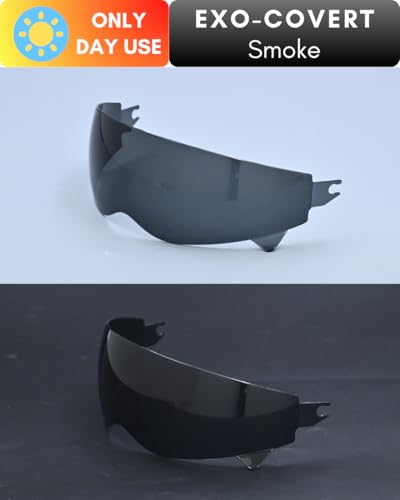 Compatible with EXO Covert Visor Replacement Motorcycle Helmet Visor Sun Protection Anti-Scratch, Universal(Smoke) - color: Smoke