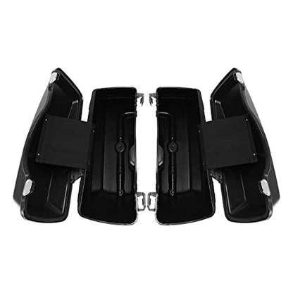 TCMT Matte Hard Saddle bags Saddlebag Trunk Fits For Harley Touring Road King Road Street Glide Ultra Classic FLHT FLHR FLHX 1994-2013 - color: Matte Black Chrome Latches#B