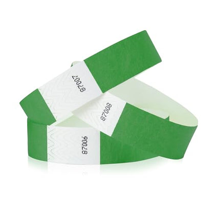 1,000 WristCo Kelly Green Tyvek Wristbands for Events - Comfortable Tear Resistant Paper Bracelets ID Wrist Bands for Concerts Festivals Admission Party Identification - color: Kelly Green