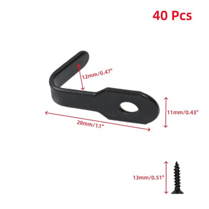 Oedema 40 Pcs Wall Mounted Mini J Hook Heavy Duty Stainless Steel Coat Hook Hanger with Screws for Towel, Coat, Black - style: Black,40 Pcs
