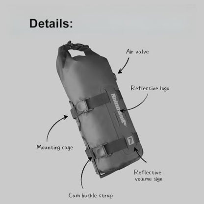 Rhinowalk Bike Front Fork Bag Waterproof Bicycle Pannier Heavy-Duty Rack Pouch with Air Valve and Reflective Design, Cycling Bag for Mountain Bike & E-Scooter (4L,1pc Black) - size: 4L