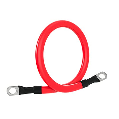 4 AWG Battery Cable 4AWG Gauge Pure Copper Battery Inverter Cables with 3/8 in Lugs Both Ends Power Inverter Wire Set for Automotive Solar Marine Boat RV Car Motorcycle Red and Black (1ft) - size: 1ft