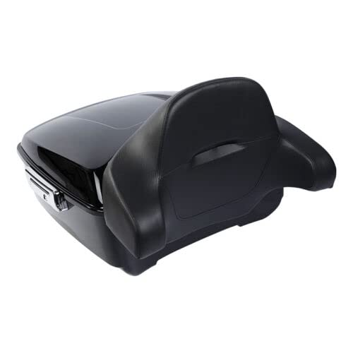 TCMT King Motorcycle Trunk Backrest Pad Two Up Mounting Rack Fit For Harley Touring 1997-2008 Electra Glide Road Glide Street Glide Pack - color: No Speaker Holes: Style B Chrome Rack