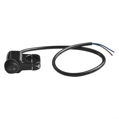 Handlebar Switch,Aluminum Alloy Motorcycle Handlebar Headlight ON/OFF Switch, 2-Wire Waterproof 12-60V for Auxiliary Lights, Black/Silver, 22mm Clamp(Black)