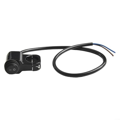 Handlebar Switch,Aluminum Alloy Motorcycle Handlebar Headlight ON/OFF Switch, 2-Wire Waterproof 12-60V for Auxiliary Lights, Black/Silver, 22mm Clamp(Black)