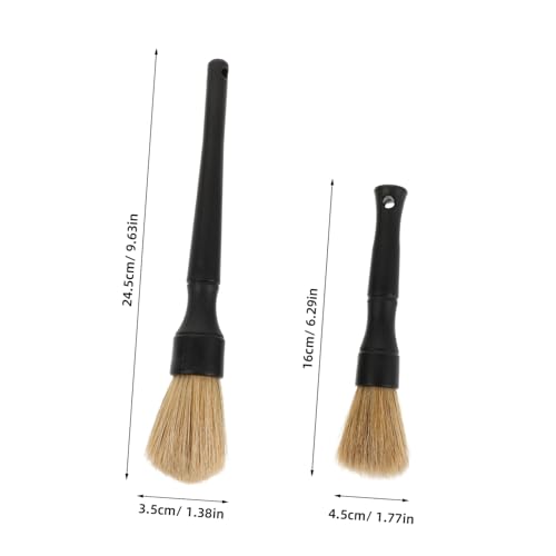 2pcs Car Detailing Brush Soft Boar Hair Interior Cleaning Tool for Vehicle Upholstery Scratch Bristles for Wheels and Versatile Auto Detail Brush Kit