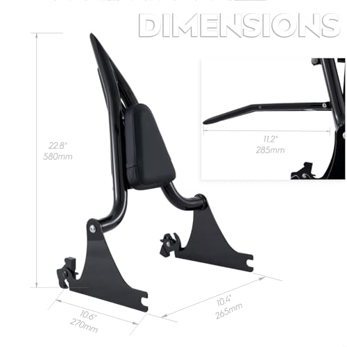 Adjustable Holdfast Sissy Bar Luggage Rack Passenger Backrest with Lock Compatible with Harley Breakout FXSB FXSE FXST(Gloss Black)