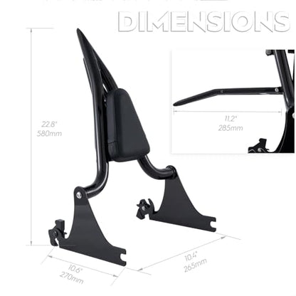 Adjustable Holdfast Sissy Bar Luggage Rack Passenger Backrest with Lock Compatible with Harley Breakout FXSB FXSE FXST(Gloss Black)