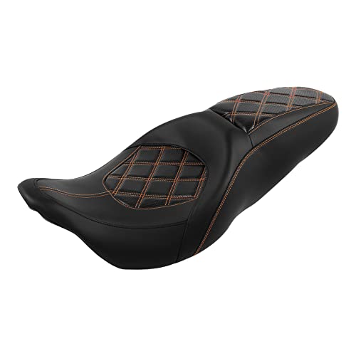 C.C. RIDER Powersports Seats - Driver Passenger Seat Backrest Pad Rider Cushion fit for Harley Davidson Touring Road King Street Glide Electra Glide Road Glide 2009-2023 - color: Seat Black Orange