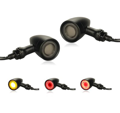 Motorcycle LED Tail Lights Universal Bullet Turn Signals Rear Running Light Motorbike Brake Taillights Compatible with Honda Harley Kawasaki Yamaha Suzuki - color: Amber/Red