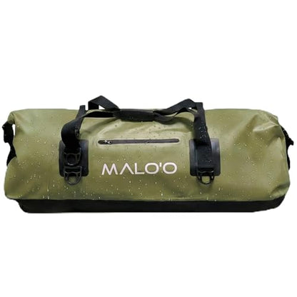 Malo’o Waterproof Dry Duffel, Heavy-Duty Roll Top Waterproof Gear Bag with Shoulder Strap & Molle Loops, Marine Duffel for Kayaking, Boating, Camping, Beach & Travel, Dark Green, 100L - color: Dark Green, size: 100L