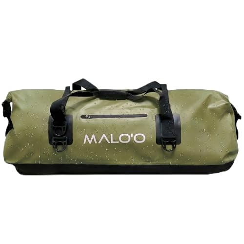 Malo’o Waterproof Dry Duffel, Heavy-Duty Roll Top Waterproof Gear Bag with Shoulder Strap & Molle Loops, Marine Duffel for Kayaking, Boating, Camping, Beach & Travel, Dark Green, 100L - color: Dark Green, size: 100L