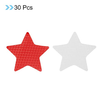 PATIKIL Reflective Stickers, 30 Pack 2.36 x 2.36 Inch Waterproof Adhesive High Visibility Night Caution Warning Star Shape Safety Tape Reflector for Trucks Trailers Cars, Red - color: Red