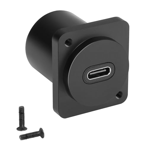QIANRENON 10Gbps USB-C to USB-C Panel Mount Adapter, Type-C 3.1 Female to Female Straight Connector, 100W Charging, Integral Al Alloy Housing, D-Type/XLR Panel Mount, Extension