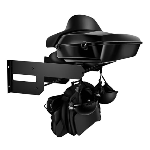 Harley Wall Mount Storage Rack, Black Metal Garage Detachables Storage, Wall Rack for Tour Pack Pak Trunk Luggage Racks, Fits for Harley Touring Electra Street Glide Road King