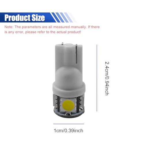 Craedli 2PCS 194 LED Light Bulbs, 12V T10 2825 168 Car License Plate Lights with 5SMD 5050 Chips, 6000K White Bright Wedge Base Lamp Replacement for Car Interior Dome Map(White) - color: White
