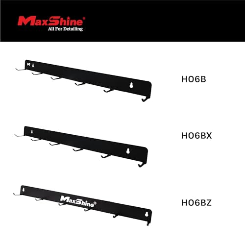 Maxshine Universal Detailing Brush Hanger (Logo) – 6 Organizer Hooks – Lightweight Wall-Mounted Design for Auto Detailing Supplies – Ideal for Garage & Mobile Use, Easy to Install Car Care Organizer - style: Logo