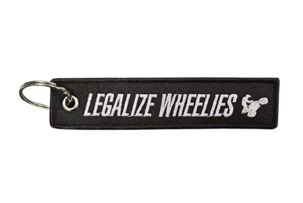 PrimeSecrets Keychains for Motorcycle, Scooter, Car, Mopes, ATV, Backpack Gift Men Women Street Racing Auto Parts Accessories - color: Legalize Wheelies