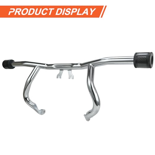Engine Guard Flat Out Crash Bar for 2014-2025 Harley Touring Street Glide Road Glide Road King Electra Glide Ultra Models (Chrome w/Black CNC) - color: Chrome w/Black CNC
