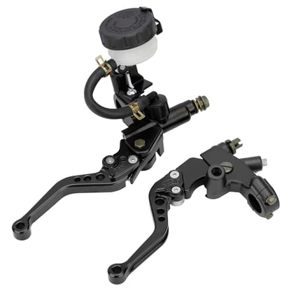 Motorcycle Brake Pump Lever 7/8" 22mm Hydraulic Master Cylinder Reservoir Clutch CNC Left & Right Set Universal Replacement for Harley Honda Kawasaki Suzuki Yamaha (Black) - color: Black
