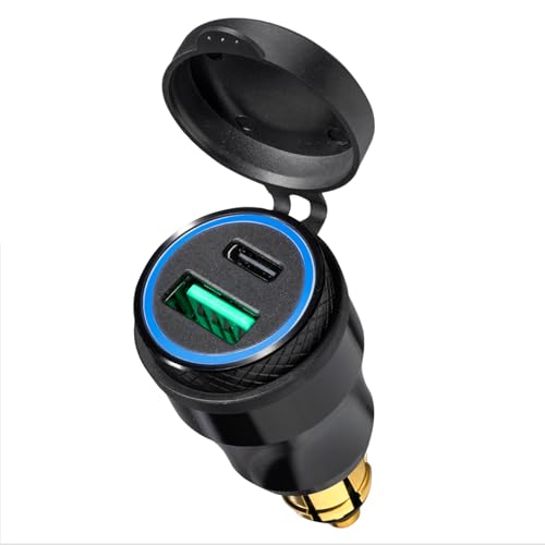 Motorcycle Power Adapter DIN Hella Plug to QC 3.0 USB & Type C Charger Compatible with BMW Triumph Tiger Ducati Motorcycle