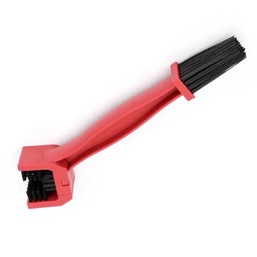 1PC Motorbike Chain Brush Plastic 3-Sided Square Head Brush Motorcycle Cleaning Chain Outdoor Scrub Road Care Tool Compatible with Automotive Motorcycle Parts Works with Fits for Use with(Red) - color: Red