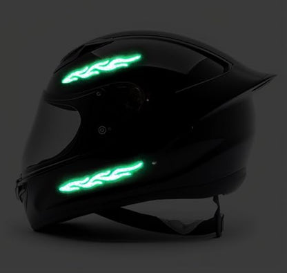 customTAYLOR33 High-Intensity Grade Premium Reflective Tribal Flame Helmet Decals, Motorcycle Safety Sticker Decals (Green) - color: Green