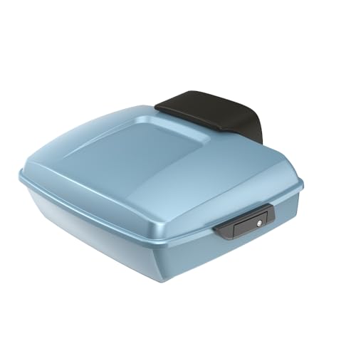 Advanblack Sharkskin Blue Chopped Tour Trunk Pack Black Latches Compatible with Harley Touring 14-25 Road King Road Glide Street Glide - Weather Resistant, Spacious Storage for Daily & Short Touring - color: Sharkskin Blue, size: Chopped Rear Tour Trunk P