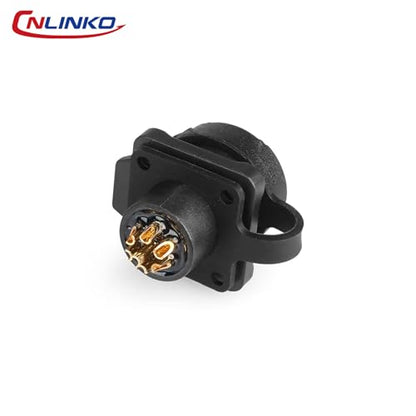 CNLINKO M12 Waterproof Connector PBT Plastic DC 12V Cable Panel Mount for AV System (7 Pin) - size: 7-Pin, style: Plug without Cable