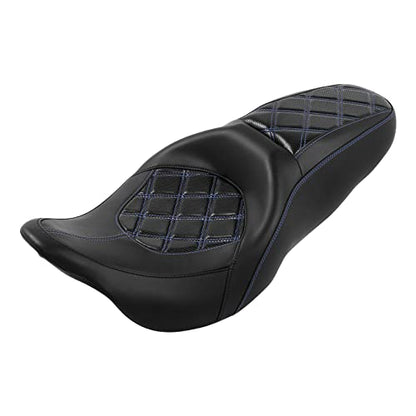 C.C. RIDER Powersports Seats - Driver Passenger Seat Backrest Pad Rider Cushion fit for Harley Davidson Touring Road King Street Glide Electra Glide Road Glide 2009-2023 - color: Seat Black Blue