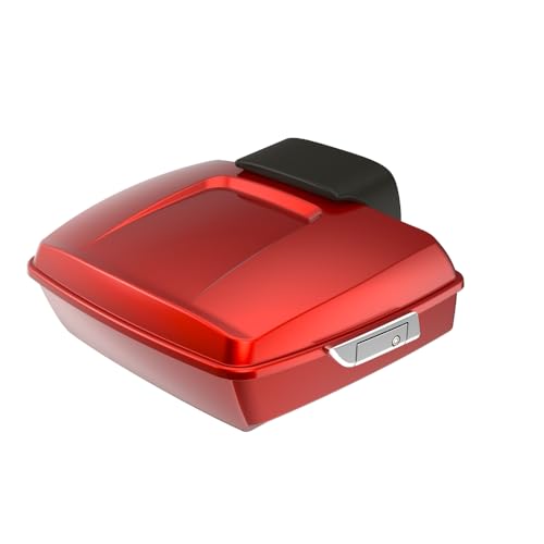Advanblack Whiskey Fire Chopped Tour Trunk Pack Chrome Latches Compatible with Harley Touring 14-25 Road King Road Glide Street Glide - Weather Resistant, Spacious Storage for Daily & Short Touring - color: Whiskey Fire, size: Chopped Rear Tour Trunk Pack