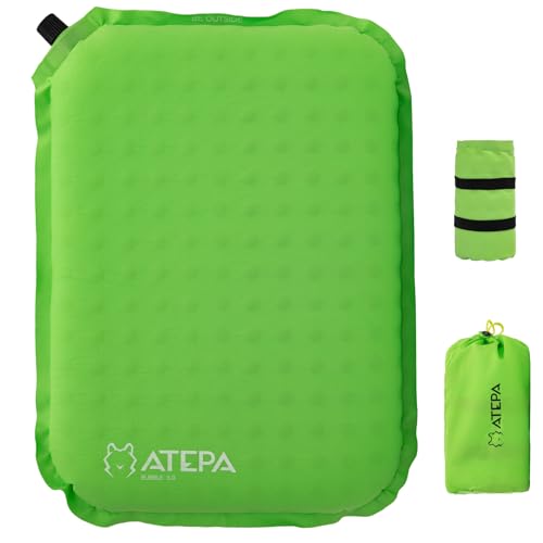 ATEPA Inflatable Seat Cushion, Compact Self-Inflating Seat Cushion for Stadium Airplane Air Travel Bleacher Camping, Blow Up Foam Seat Pad for Outdoor Sports Events Backpacking Hiking Sitting - color: Lightgreen