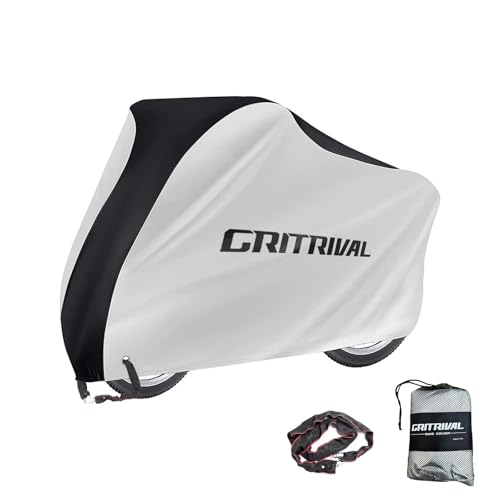 Bike Covers Outdoor Storage Waterproof. It Comes in 3 Colors and 2 Sizes. The Bike Cover is Equipped With a Bike Chain Lock - color: for Stationary-Silver-210D, size: L