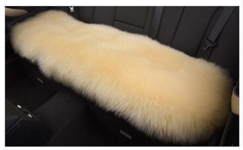 Winter Warmth: Universal Sheepskin Seat Cushion Cover - Natural Wool, for Cars, Trucks, SUVs & Vans - Cozy & Stylish Driving Companion Rear Beige Yellow - color: Yellow Beige (Patchwork Style), size: Rear Seat (18inch*53.5inch)