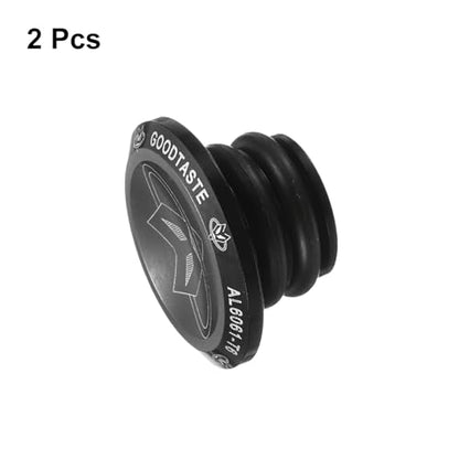HARFINGTON Bar End Plugs Aluminum Handlebar End Caps Bike Plugs 0.57oz with Matching Rings for MTB Road BMX Fixed Gear Bike, Black - color: Black
