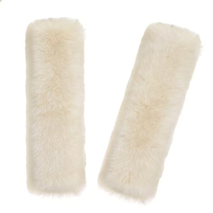 Soft & Cozy Australian Sheepskin Car Seat Belt Covers,2 Pack Fluffy Seatbelt Pads, Genunie Sheepskin Fur Shoulder Straps Cushions for Adults Kids Women and Men (Pearl) - color: Pearl