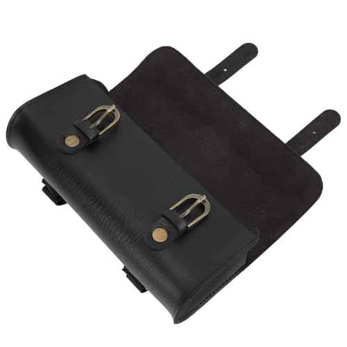 ‌PU Leather Bike Handlebar Bag - Retro Vintage Seat Bag with Adjustable Straps for Mountain/Road Scooters & Folding Bikes