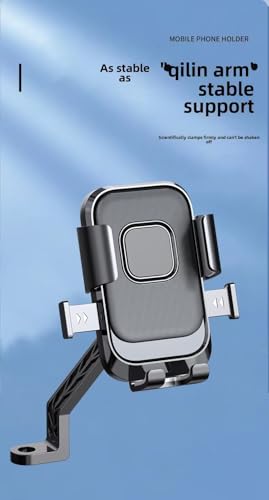 Cell Phone Stand Flexible Mobile Clip Mount Quickly Lock Bike Phone Holder Bicycle Motorcycle (Rearview Black) - style: RearView Black