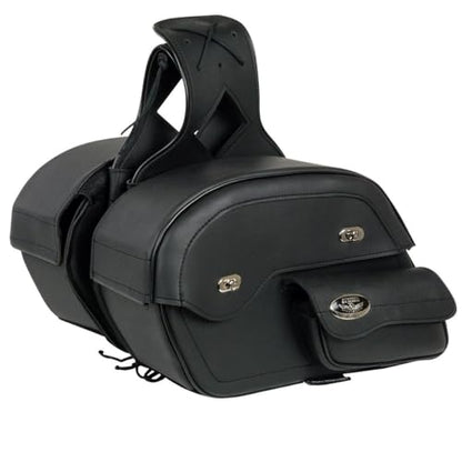 Milwaukee Leather MP8305 Black PVC Cruiser Style Slant Pouch Throw Over Saddlebags - One Size