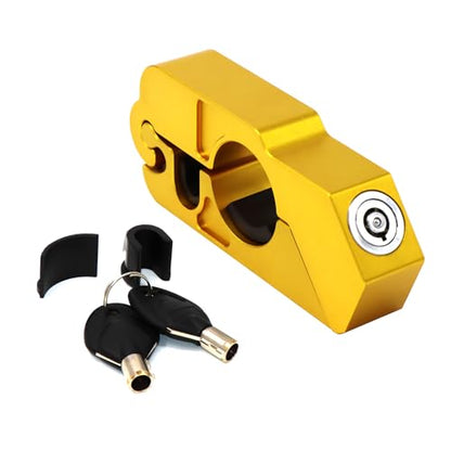 CHIFUN Universal Motorcycle Handlebar Lock CNC Aluminum Handle Bar Grip Throttle Brake Anti-Theft Lock Compatible with ATV Motorbike Scooter Dirt Bike(Gold) - color: Gold
