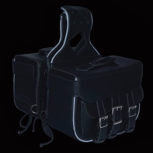 Milwaukee Leather SH67001ZB Black Straight Drop Zip-Off Triple Strap PVC Throw Over Saddlebags - One Size