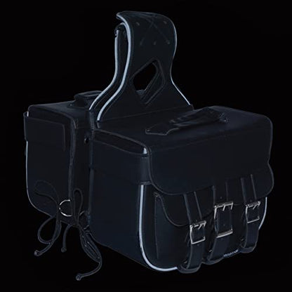Milwaukee Leather SH67001ZB Black Straight Drop Zip-Off Triple Strap PVC Throw Over Saddlebags - One Size