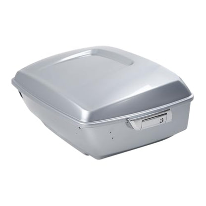 TCMT King Motorcycle Trunk Box W/Latches Keys Fit for Harley 2014-2025 Touring CVO Road King Road Glide Street Glide Electra Glide Ultra Limited Pack Barracuda Silver - color: Barracuda Silver(W Speaker Holes)