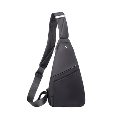FANDARE Lightweight Sling Bag Men Chest Pack with Reflective Strips Women Versatile Motorcycle Crossbody Bags Cover Shoulder Carry Body Wallet for Hiking Running Outdoor Travel Daypacks Black - color: Black