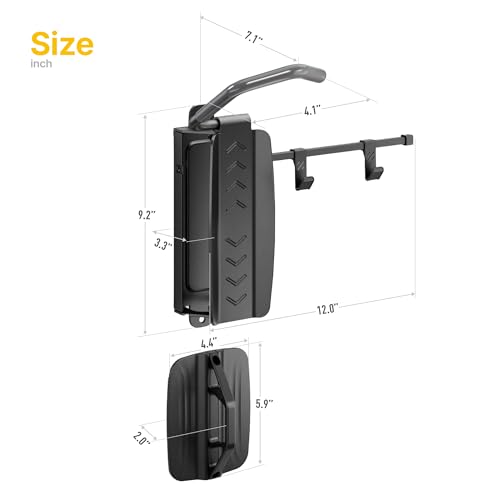 monTEK Swivel Bike Wall Mount, Bike Hangers for Garage, Bike Wall Mount with Two Extra Storage Hooks, Bike Hanger Wall Mount for Space Saving, Bike Rack Garage Holds Up to 77 lbs - style: 1-Pack with 2 Storage Hooks
