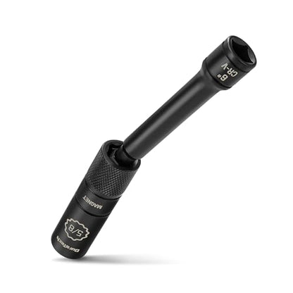 DURATECH 5/8" Swivel Magnetic Spark Plug Socket, 1MM Thin Wall Spark Plugs Socket with 12-Point, Enhanced Magnetic Head & Manganese Phosphate Coating, 3/8" Drive x 6" Total Length, Cr-V Steel Made - size: 5/8" x 3/8" x 6"